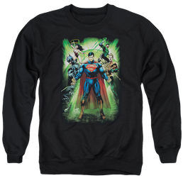Justice League Power Burst Men's Crewneck Sweatshirt Men's Crewneck Sweatshirt Justice League   