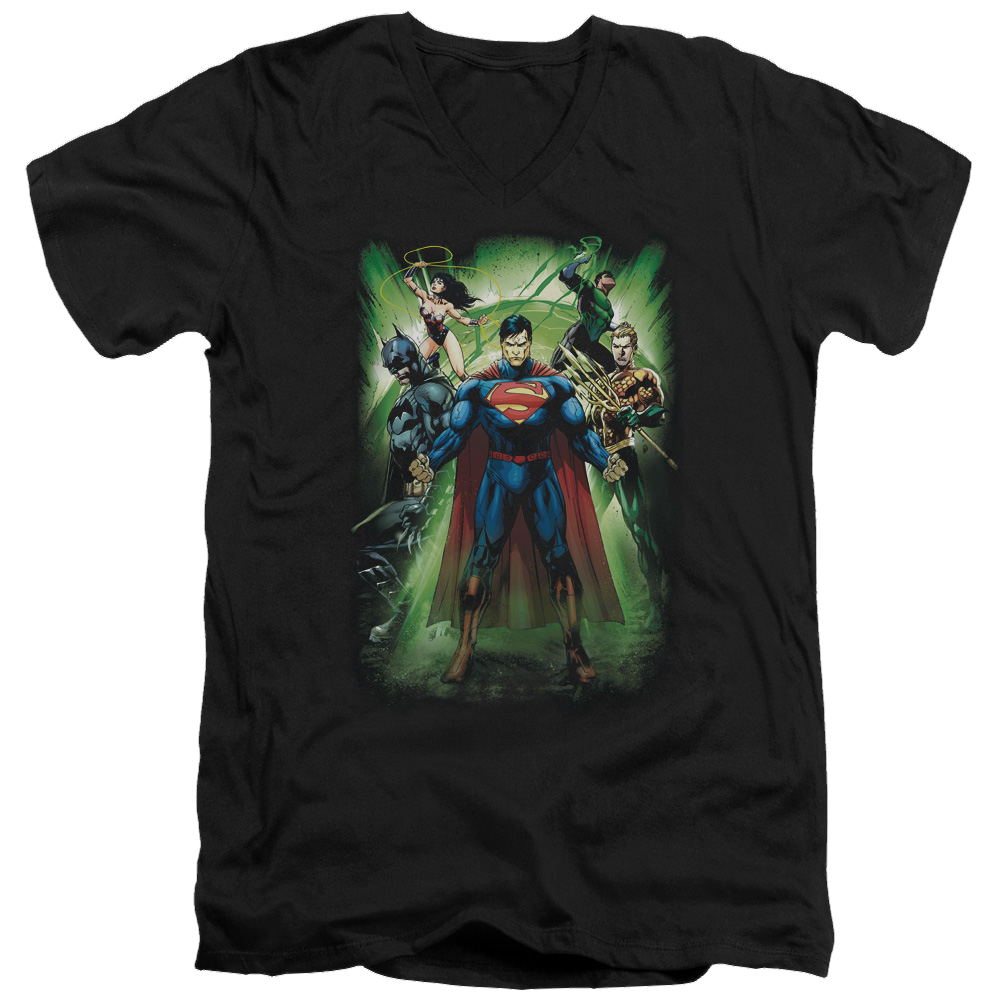Justice League Power Burst Men's V-Neck T-Shirt Men's V-Neck T-Shirt Justice League   