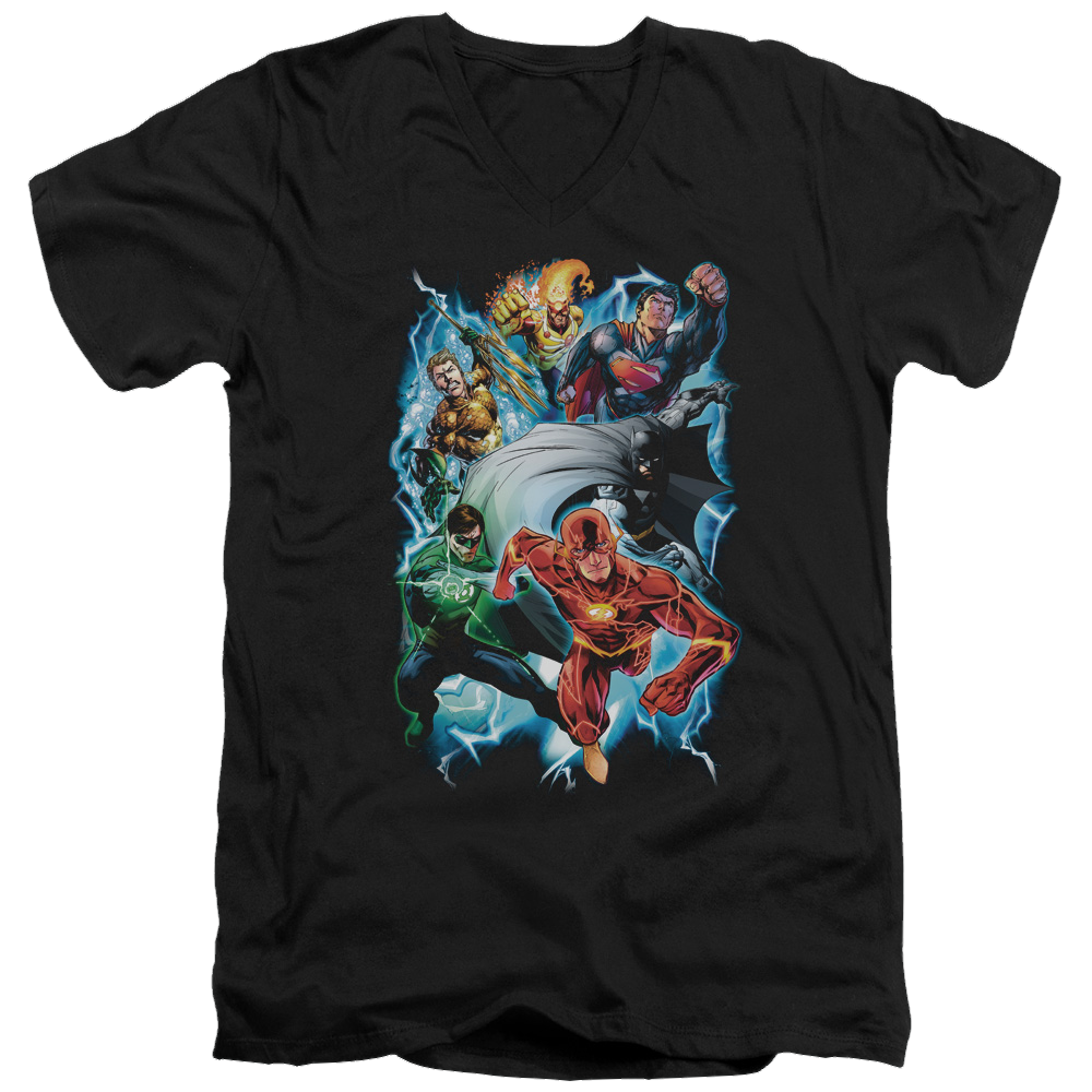 Justice League Electric Team Men's V-Neck T-Shirt Men's V-Neck T-Shirt Justice League   