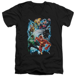 Justice League Electric Team Men's V-Neck T-Shirt Men's V-Neck T-Shirt Justice League   