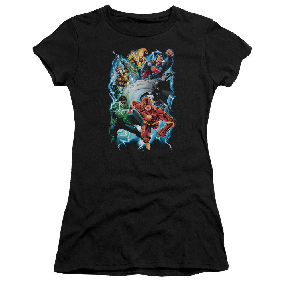 Justice League Electric Team Juniors T-Shirt Juniors T-Shirt Justice League   