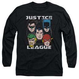 Justice League Head Of States Men's Long Sleeve T-Shirt Men's Long Sleeve T-Shirt Justice League   