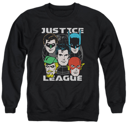 Justice League Head Of States Men's Crewneck Sweatshirt Men's Crewneck Sweatshirt Justice League   
