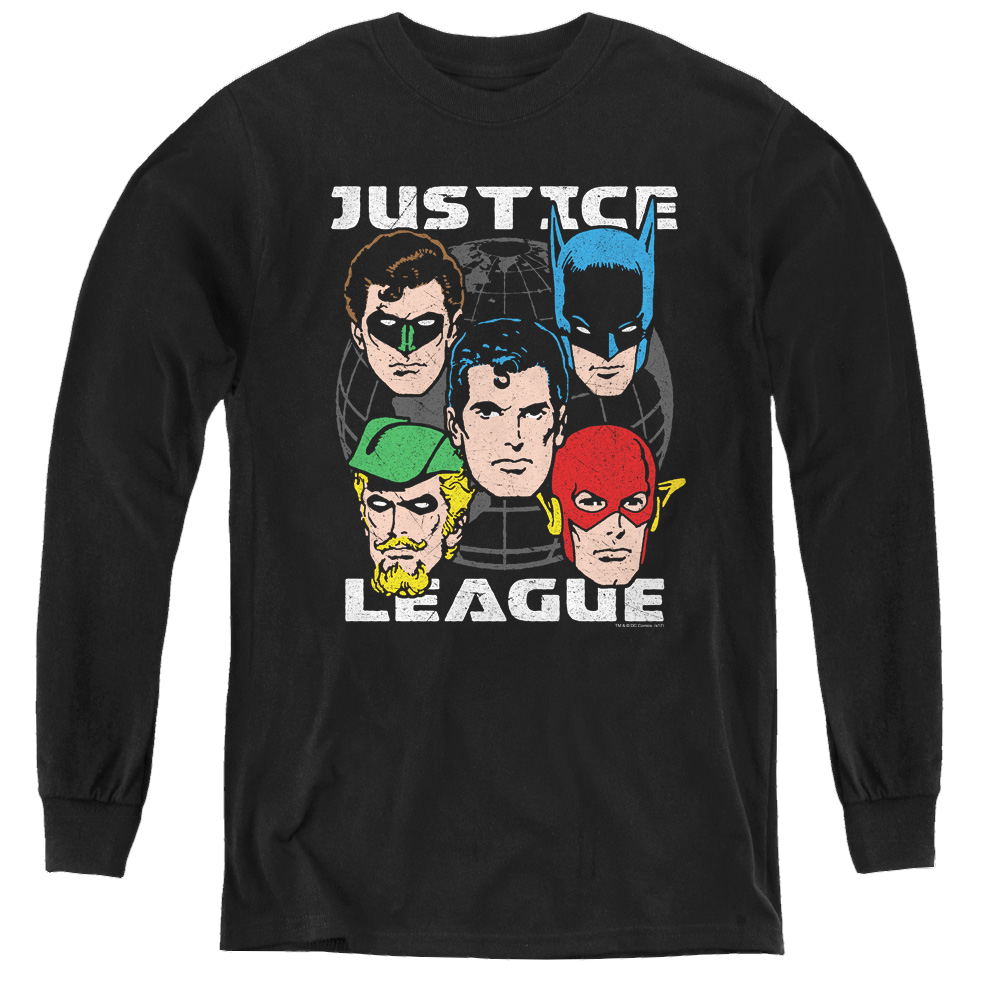 Justice League Head Of States - Youth Long Sleeve T-Shirt Youth Long Sleeve T-Shirt Justice League   