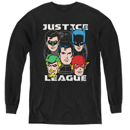 Justice League Head Of States - Youth Long Sleeve T-Shirt Youth Long Sleeve T-Shirt Justice League   