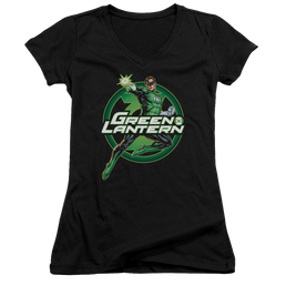 Green Lantern Lantern Glow - Juniors V-Neck T-Shirt Juniors V-Neck T-Shirt Green Lantern   