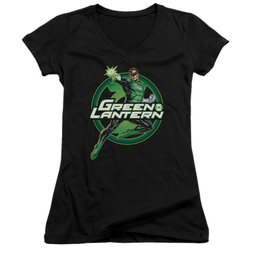 Green Lantern Lantern Glow - Juniors V-Neck T-Shirt Juniors V-Neck T-Shirt Green Lantern   