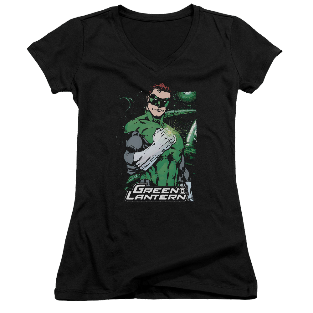Green Lantern Fist Flare - Juniors V-Neck T-Shirt Juniors V-Neck T-Shirt Green Lantern   