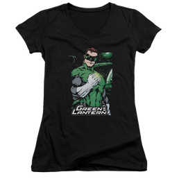 Green Lantern Fist Flare - Juniors V-Neck T-Shirt Juniors V-Neck T-Shirt Green Lantern   