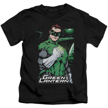 Black kid's t-shirt for ages 4 to 7 with Green Lantern Fist Flare graphic