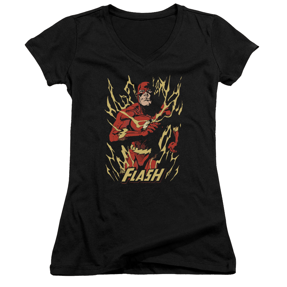 Flash, The Flash Flare - Juniors V-Neck T-Shirt Juniors V-Neck T-Shirt The Flash   