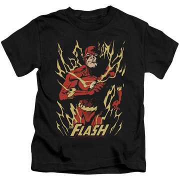 Black kid's t-shirt for ages 4 to 7 with Flash Flare graphic