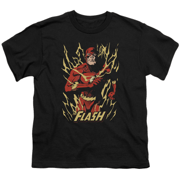 Black youth t-shirt for ages 8 to 12 with Flash Flare graphic