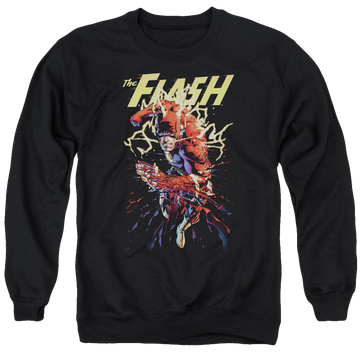 Black men's crewneck sweatshirt with The Flash Ripping Apart graphic
