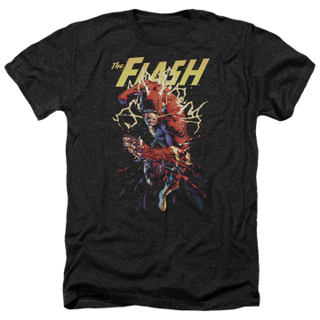 Charcoal men's heather t-shirt with The Flash Ripping Apart graphic