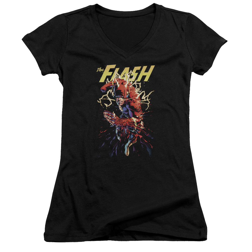 Flash, The Ripping Apart - Juniors V-Neck T-Shirt Juniors V-Neck T-Shirt The Flash   