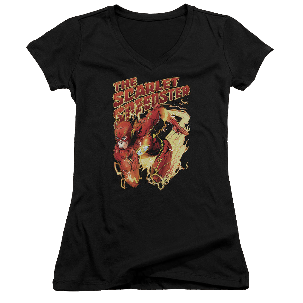 Flash, The Scarlet Speedster - Juniors V-Neck T-Shirt Juniors V-Neck T-Shirt The Flash   