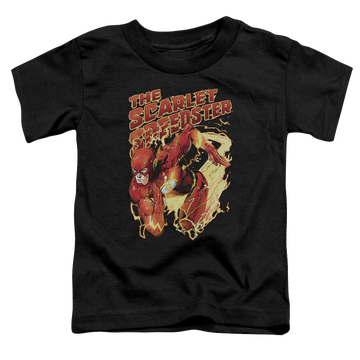 Black toddler t-shirt with The Flash Scarlet Speedster graphic