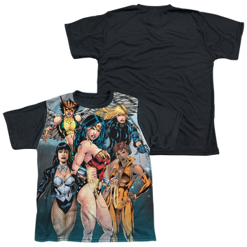 Justice League Gals Night Out youth black back t-shirt for ages 8 to 12
