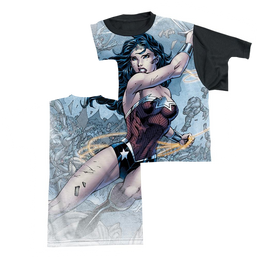Justice League Wonder Warrior Men's Black Back T-Shirt Men's Black Back T-Shirt Wonder Woman   