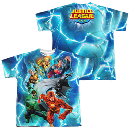 Justice League Lightning Team (Front/Back Print) - Youth All-Over Print T-Shirt Youth All-Over Print T-Shirt (Ages 8-12) Justice League   