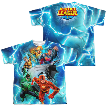 Justice League Lightning Team youth all-over print t-shirt for ages 8 to 12