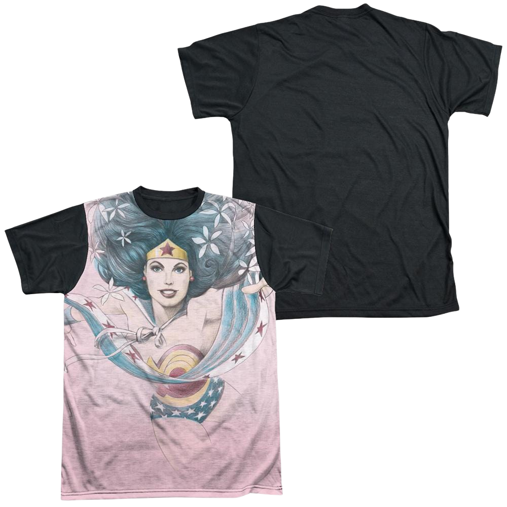 Justice League Sketched Men's Black Back T-Shirt Men's Black Back T-Shirt Wonder Woman   