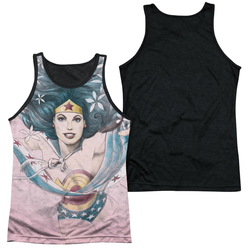 Justice League Sketched Men's Black Back Tank Men's Black Back Tank Wonder Woman   