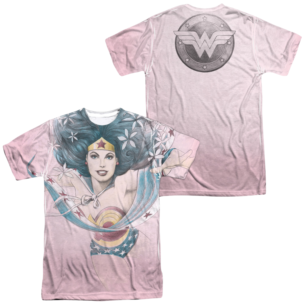 Justice League Sketched Men's All Over Print T-Shirt Men's All-Over Print T-Shirt Wonder Woman   