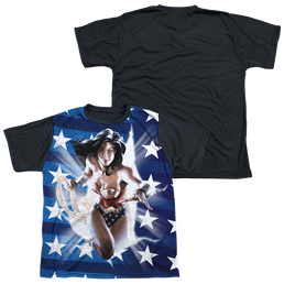 Wonder Woman Ripped Flag - Youth Black Back T-Shirt Youth Black Back T-Shirt (Ages 8-12) Wonder Woman   