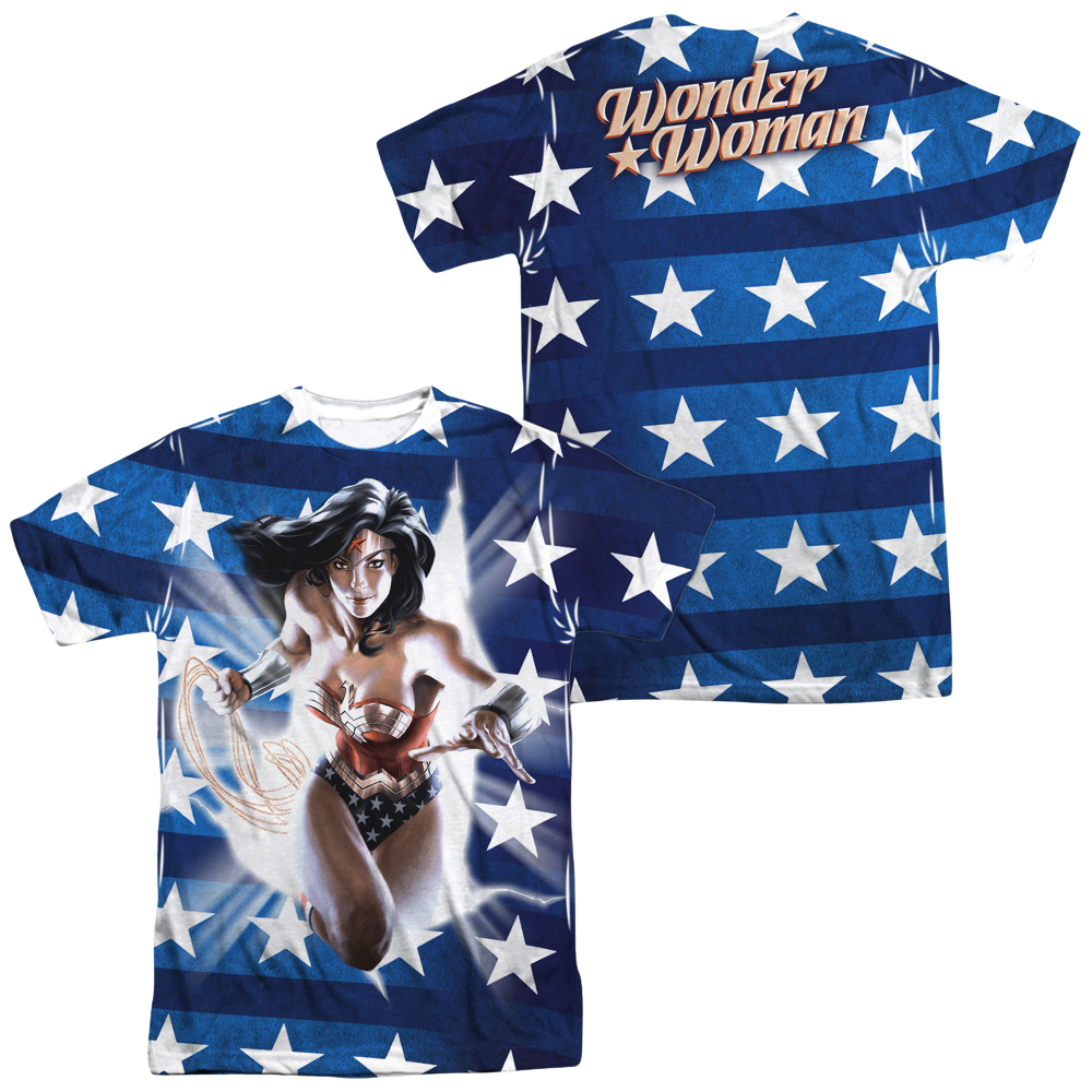 Justice League Ripped Flag Men's All Over Print T-Shirt Men's All-Over Print T-Shirt Wonder Woman   