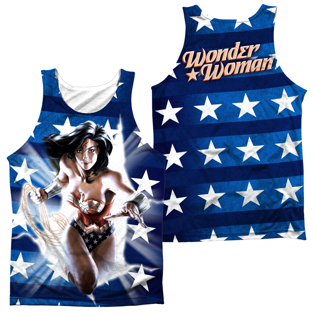 Justice League Ripped Flag Men's All Over Print Tank Men's All Over Print Tank Wonder Woman   