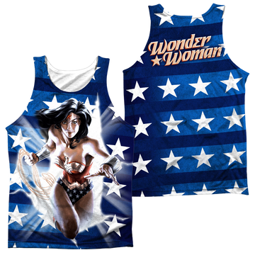 Wonder Woman Justice League Ripped Flag men's all-over print tank