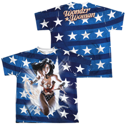 Wonder Woman Ripped Flag (Front/Back Print) - Youth All-Over Print T-Shirt Youth All-Over Print T-Shirt (Ages 8-12) Wonder Woman   
