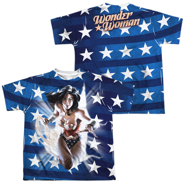 Wonder Woman Ripped Flag (Front/Back Print) - Youth All-Over Print T-Shirt Youth All-Over Print T-Shirt (Ages 8-12) Wonder Woman   