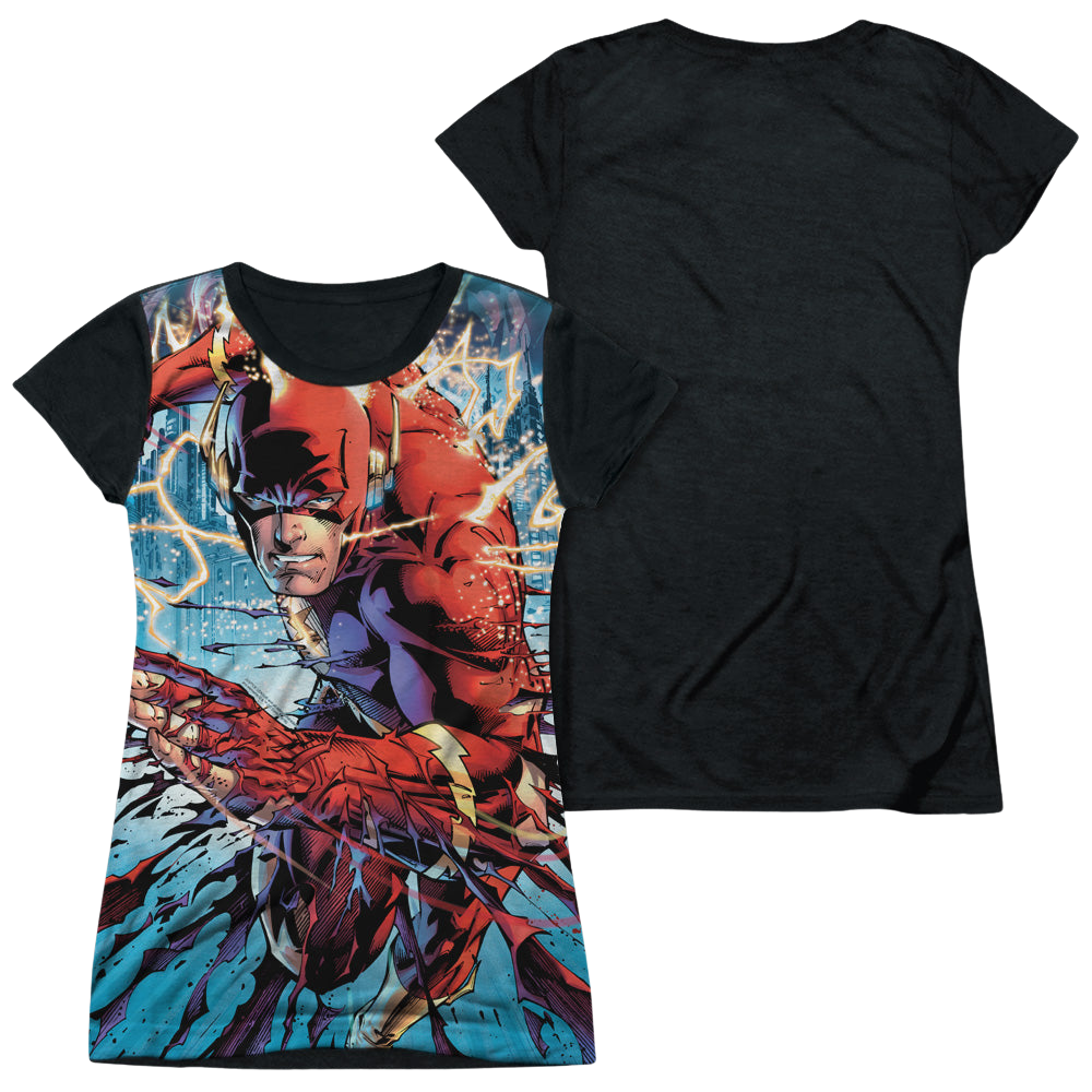 Flash, The Ripping And Tearing - Juniors Black Back T-Shirt Juniors Black Back T-Shirt The Flash   