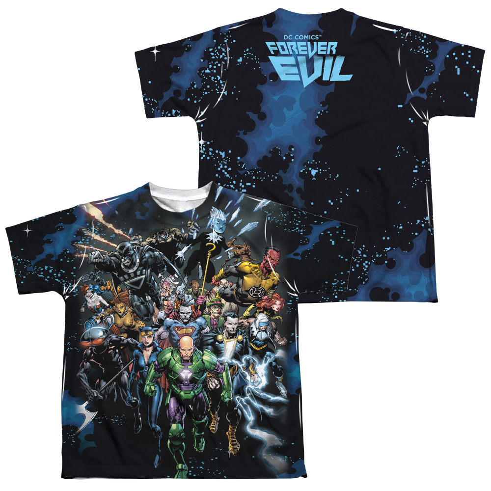 Justice League Forever Evil (Front/Back Print) - Youth All-Over Print T-Shirt Youth All-Over Print T-Shirt (Ages 8-12) Justice League   