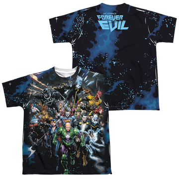 Justice League Forever Evil youth all-over print t-shirt for ages 8 to 12