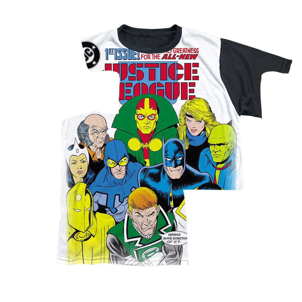 Justice League Return To Greatness - Youth Black Back T-Shirt Youth Black Back T-Shirt (Ages 8-12) Justice League   