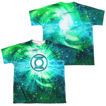 Green Lantern Power Swirl youth all-over print t-shirt for ages 8 to 12