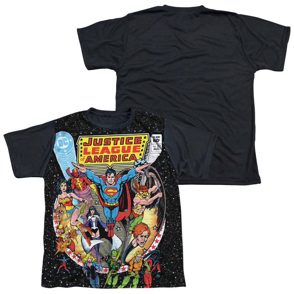 Justice League Stars - Youth Black Back T-Shirt Youth Black Back T-Shirt (Ages 8-12) Justice League   