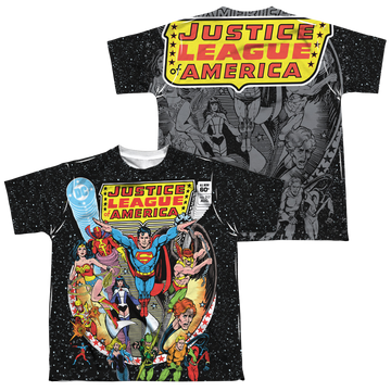 Justice League Stars youth all-over print t-shirt for ages 8 to 12