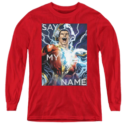 Shazam Say My Name - Youth Long Sleeve T-Shirt Youth Long Sleeve T-Shirt Shazam   