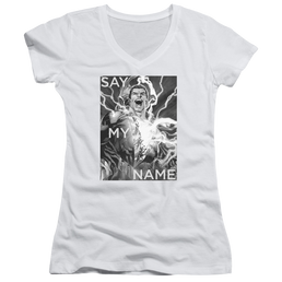 Justice League Say My Name Juniors V-Neck T-Shirt Juniors V-Neck T-Shirt Shazam   