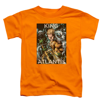 Orange toddler t-shirt with Aquaman King Of Atlantis graphic