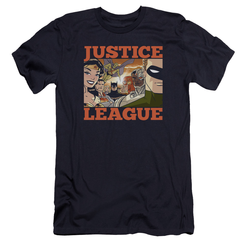 Justice League New Dawn Group Men's Premium Slim Fit T-Shirt Men's Premium Slim Fit T-Shirt Justice League   