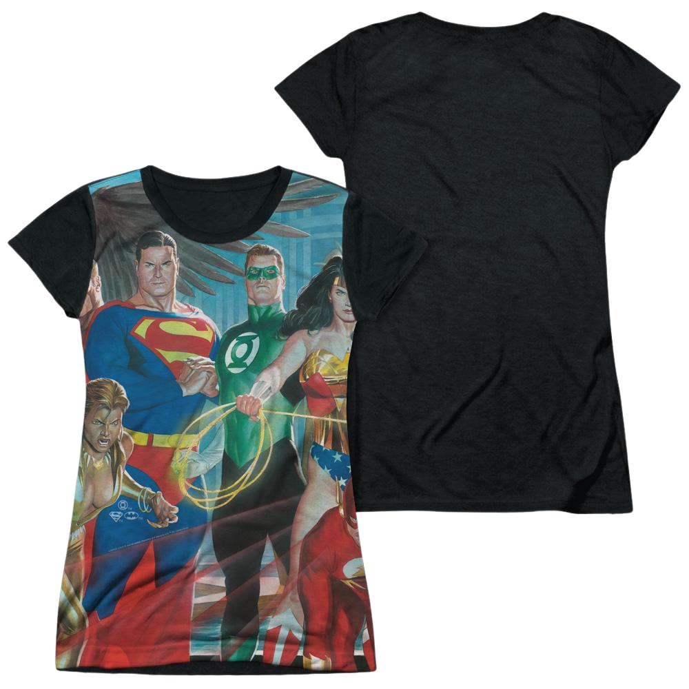 Justice League League Of Heroes Juniors Black Back T-Shirt Juniors Black Back T-Shirt Justice League   