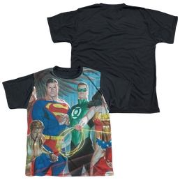 Justice League League Of Heroes - Youth Black Back T-Shirt Youth Black Back T-Shirt (Ages 8-12) Justice League   