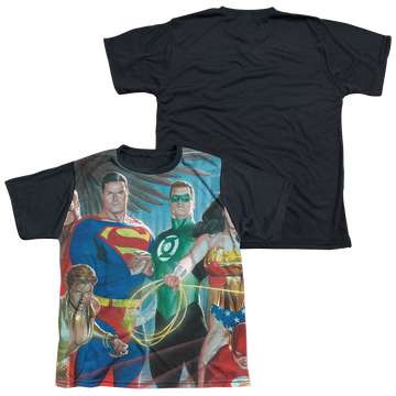 Justice League League Of Heroes youth black back t-shirt for ages 8 to 12