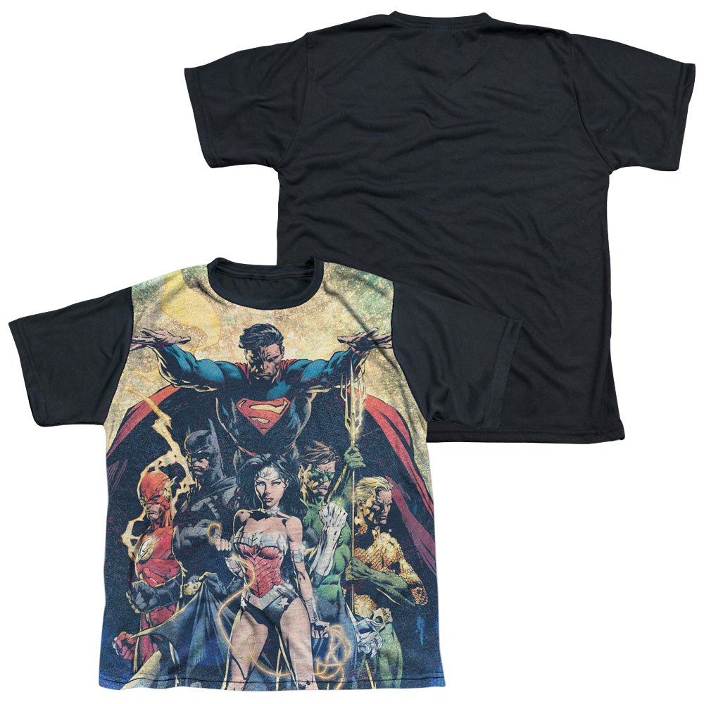 Justice League Power - Youth Black Back T-Shirt Youth Black Back T-Shirt (Ages 8-12) Justice League   